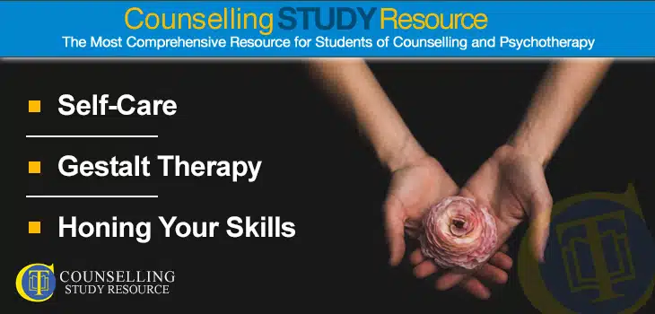 Counselling Tutor Podcast 16 - Self-Care – Gestalt Therapy – Honing Your Skills. A flower resting in a woman's hands.