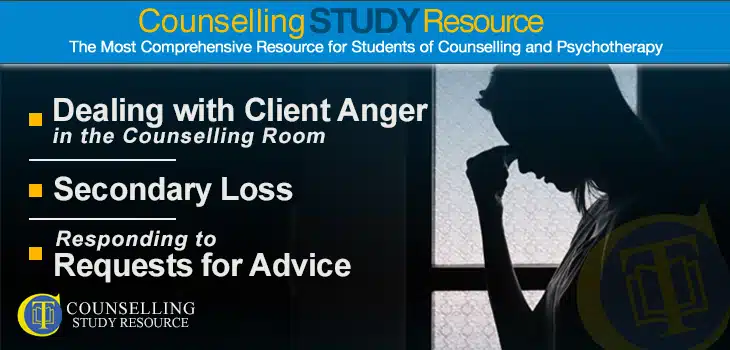 Counselling Tutor Podcast 042 – Dealing with Client Anger in the Counselling Room – Secondary Loss – Responding to Requests for Advice