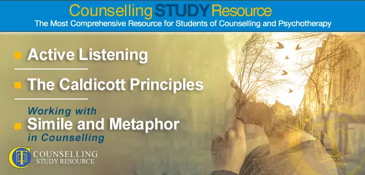 Counselling Tutor Podcast 073 – Metaphor in Counselling. A double exposure image of a woman in profile layered with a background image of a street with houses, birds, and trees