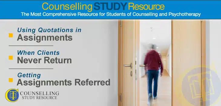 Counselling Tutor Podcast 078 – Using Quotations in Assignments – When Clients Never Return – Getting Assignments Referred. An open door showing a man leaving