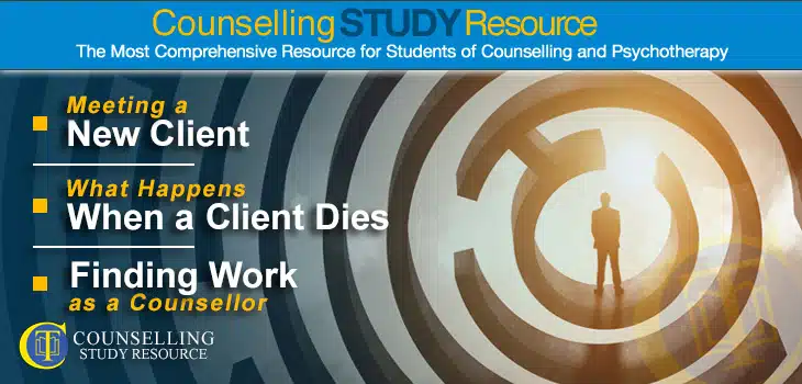 CT Podcast Ep 112 covers: Meeting a new client for counselling; What counsellors should do when a client dies; Finding work as a counsellor