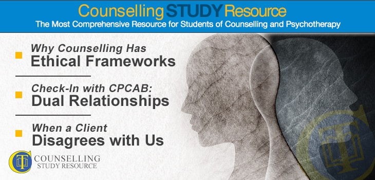CT Podcast 123 featured image - Topics Discussed: Why do we need ethical frameworks in counselling; Dual relationships in counselling training; What to do when a client disagrees with us