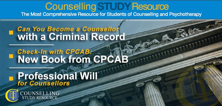 CT Podcast Episode 133 featured image - Topics Discussed: Can you become a counsellor with a criminal record?; Exciting new book from CPCAB; Professional wills for counsellors and therapists
