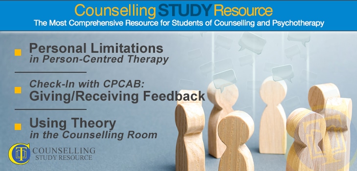 CT Podcast Episode 134 featured image - Topics Discussed: Personal limitations in Person-Centred Therapy; Giving and receiving feedback in counselling training; Theory in the counselling room