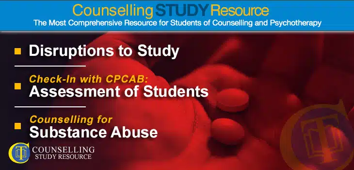 CT Podcast Ep148 featured image - Topics Discussed: Disruptions to counselling study; Assessment of student counsellors; Counselling for substance abuse