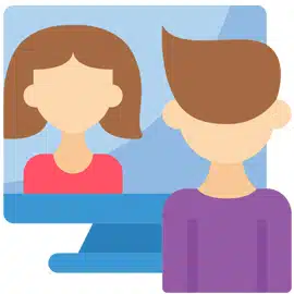 Managing Risk in Online Therapy - icon showing two persons having an online video communication