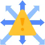 Managing Risk in Online Therapy - triangular alert icon with arrows pointing in various directions
