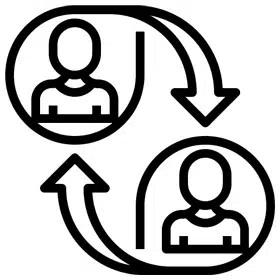 CBT Working Alliance - icon showing two persons and arrows pointing from each person to the other