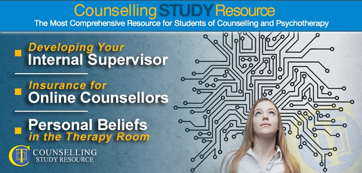 CT Podcast Ep168 featured image - Topics Discussed: Developing your internal supervisor; Insurance for online counsellors; Personal beliefs in the therapy room