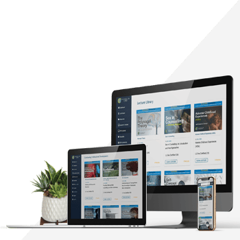 Counsellor CPD Library - computers and mobile phone showing what is inside the CPD library for counsellors