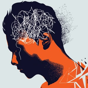 Recognising and Responding Safely to Possible PTSD - vector image of a person with a confused or stressed mind