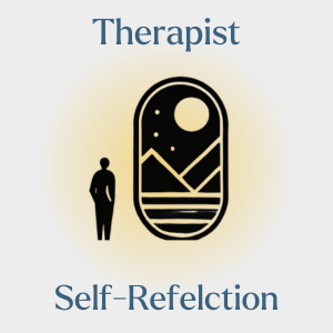 Silhouette of a therapist beside a symbolic mirror, representing the importance of self-reflection in grief counselling