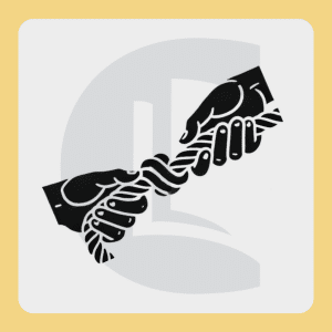 Illustration of two hands pulling on a frayed rope, symbolising ambivalent attachment and relational tension in therapeutic settings.
