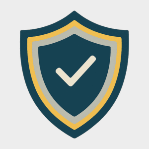 Shield icon with check mark – symbolising safety, protection, and developing a robust suicide prevention plan in counselling.