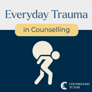 Illustration of a person carrying a heavy burden, representing everyday trauma in counselling and psychotherapy.