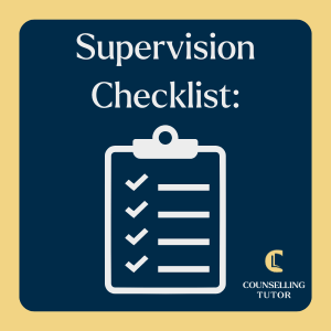 Checklist icon from Counselling Tutor representing key steps in supervision for counsellors and therapists.