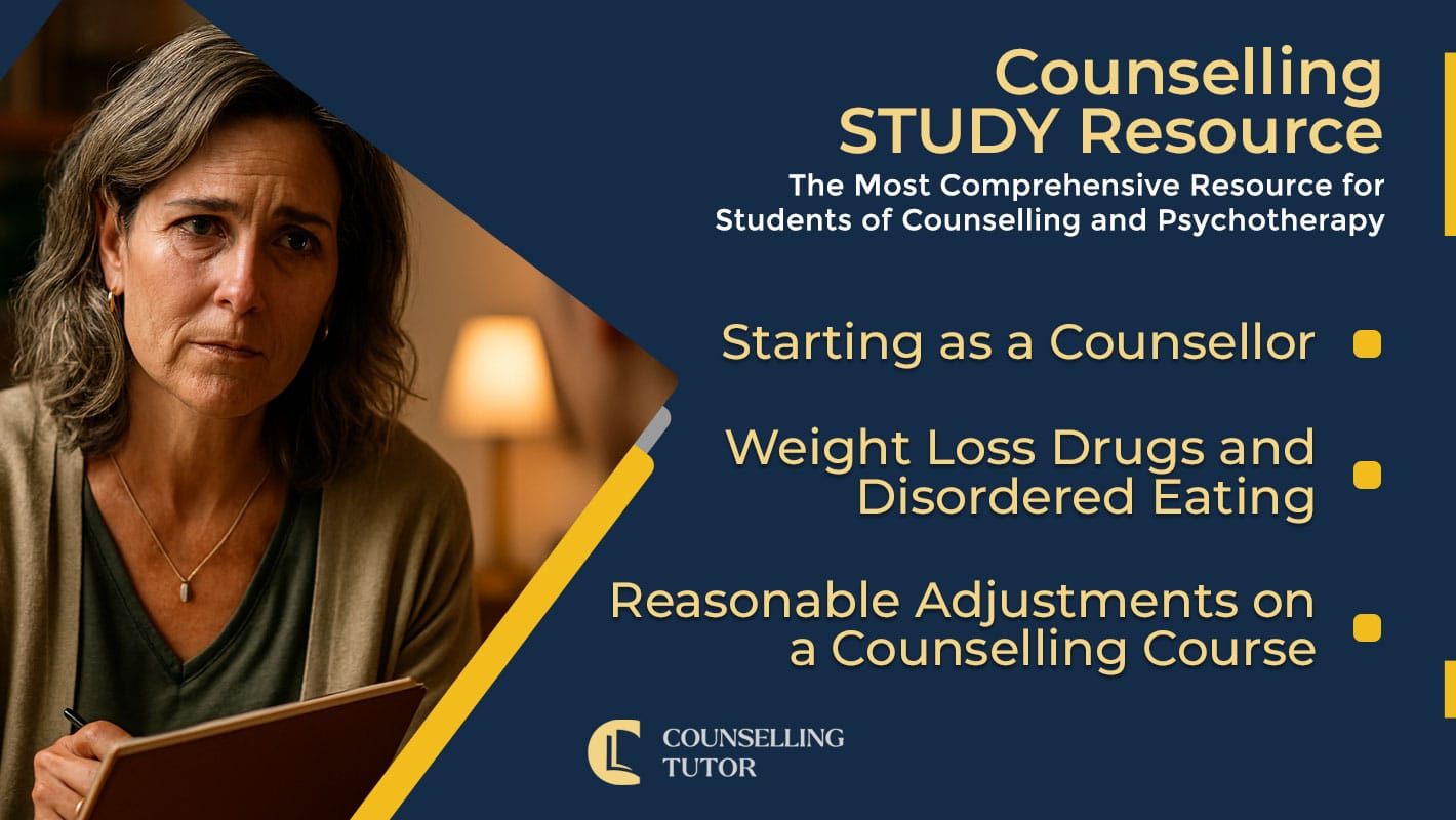 CT-Podcast-Ep350 featured image - Topics Discussed: Starting as a Counsellor - Weight Loss Drugs and Disordered Eating - Reasonable Adjustments on a Counselling Course