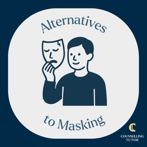 Illustration of a person taking off a theatrical mask, with the title “Alternatives to Masking”.