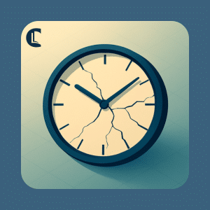 Illustration of a round clock with cracks running across its face, symbolising delayed recognition or impact, set against a soft gradient background with the Counselling Tutor logo in the top left.