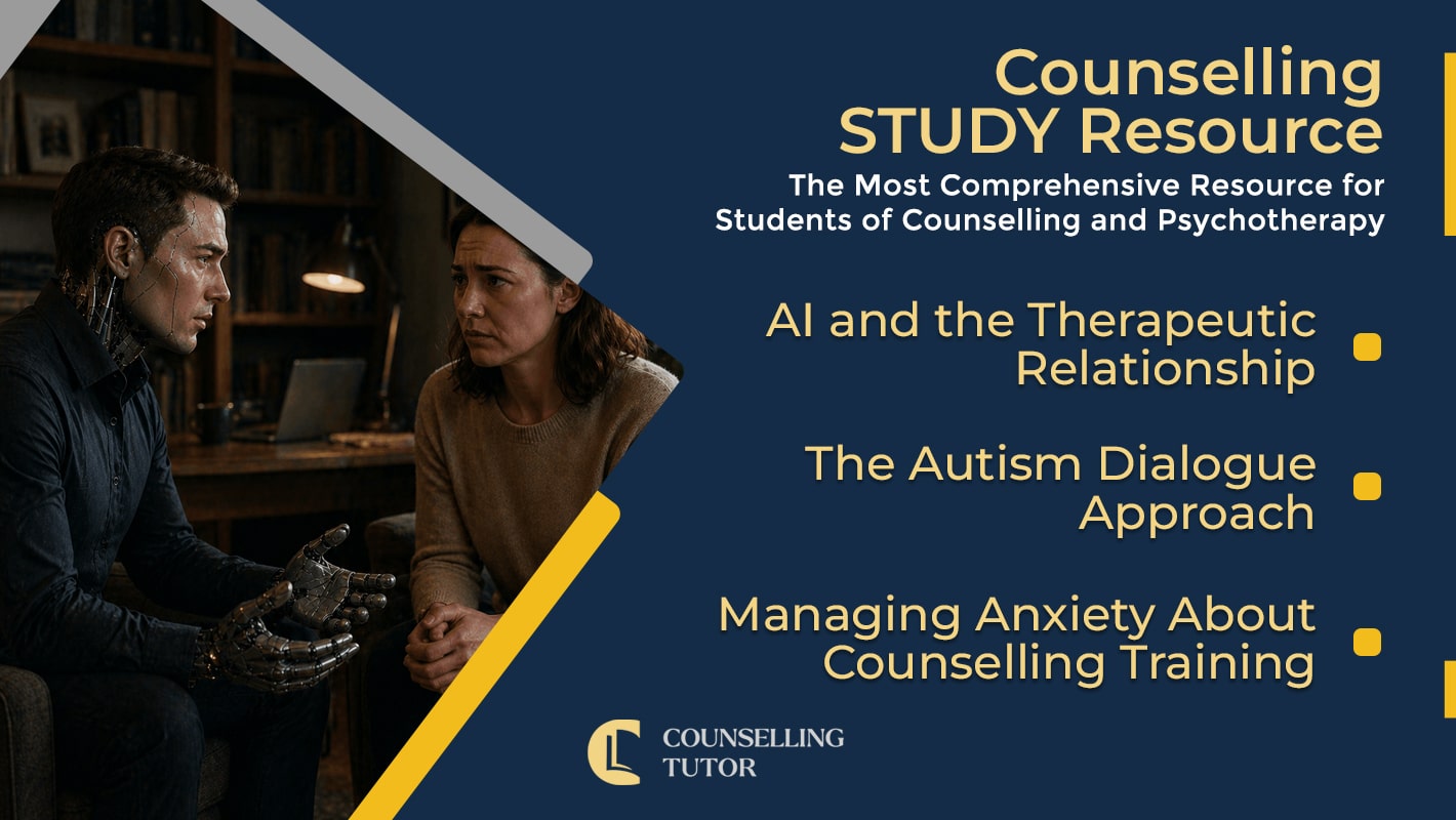 CT Podcast Ep374 featured image - Topics Discussed: AI and the Therapeutic Relationship - The Autism Dialogue Approach - Managing Anxiety About Counselling Training