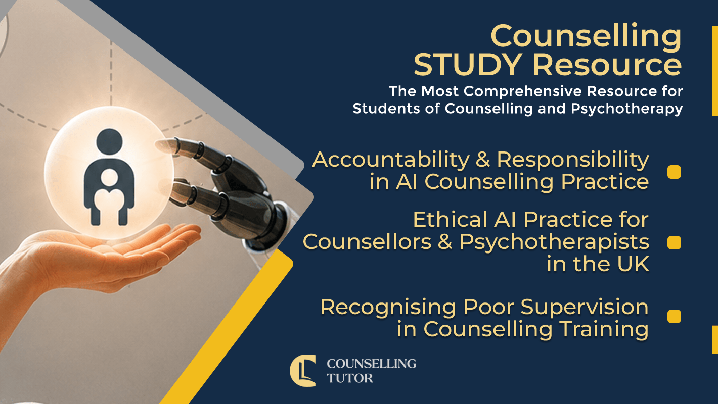 CT Podcast Ep379 featured image - Topics Discussed: Accountability and Responsibility in AI Counselling Practice - Ethical AI Practice for Counsellors and Psychotherapists in the UK - Recognising Poor Supervision in Counselling Training