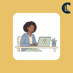 A counsellor using secure practice software to keep a live client list for their clinical will