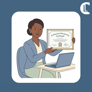 A newly qualified counsellor holding a professional membership certificate while registering to work in private practice