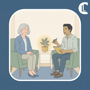 A counsellor meeting their clinical supervisor as part of sustainable private practice