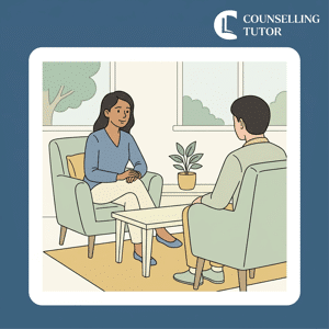A counsellor and client in a trusting session, illustrating that data security protects the therapeutic relationship